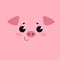 A cartoon cute pig with a square shape. A card for developmental games.