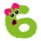 Cartoon cute pinc and green monster number six