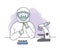 Cartoon cute protect virus, Nurse staff working in laboratory vector.