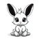 Cartoon Cute Rabbit afraid on a white backgroun