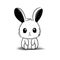 Cartoon Cute Rabbit afraid on a white backgroun