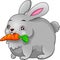 Cartoon cute rabbit biting a carrot