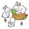 Cartoon cute rabbits reading book vector.