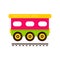 Cartoon cute railway carriage on rails