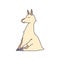 Cartoon cute relaxed llama sitting vector illustration design for sticker, badge or textile