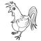 Cartoon cute rooster coloring page vector