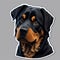 Cartoon Cute Rottweiler Sticker: Vermeer-Inspired White Edition