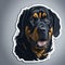 Cartoon Cute Rottweiler Sticker, Vermeer-inspired White Edition