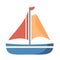 Cartoon Cute Sailboat Icon Illustration Isolated