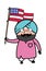 Cartoon Cute Sardar holding Flag of USA
