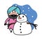 Cartoon Cute Sardar with snowman