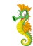 Cartoon cute seahorse. Vector illustration of funny happy animal.