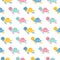 Cartoon cute seamless turtle pattern on white background.