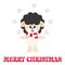 Cartoon cute sheep black with scarf and snowball and christmas text