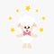 Cartoon cute sheep white with tie and with stars
