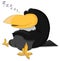 Cartoon cute sleeping raven