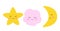 Cartoon cute star, cloud and moon  sleeping and smiling.