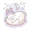 Cartoon cute sweet dream, White rabbit sleeping at night vector.