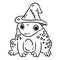 Cartoon cute toad with witch hat doodle