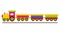 Cartoon cute train and railway wagons on rails vector