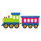 Cartoon cute train vector with railway carriage