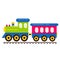 Cartoon cute train vector with railway carriage on rails