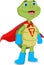 Cartoon cute turtle in superhero costume