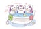 Cartoon cute unicorns washing in bathtub vector.