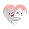 Cartoon cute Valentines day couple  cats in shape heart vector.