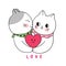 Cartoon cute Valentines day white cats lover kissing vector.