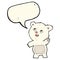 cartoon cute waving polar bear teddy with speech bubble