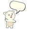 cartoon cute waving polar bear teddy with speech bubble
