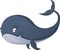 Cartoon cute whale. Vector illustration of funny happy animal.