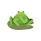 Cartoon Cute Winking Green Frog Character . Vector