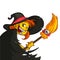 Cartoon cute witch with broom. Halloween clipart.