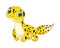 Cartoon cute yellow leopard gecko