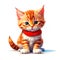 Cartoon cuteness: playful anime style kitten on white background