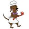 Cartoon dachshund dog chef character