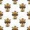 Cartoon dachshund dog with halloween costume seamless pattern background