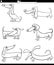 Cartoon dachshunds purebred dogs characters set coloring page