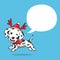 Cartoon dalmatian dog with christmas costume and speech bubble