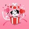 Cartoon Dalmatian Puppy In Surprise Gift Box