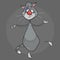 Cartoon dancing cheerful bully street gray cat