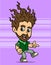 Cartoon dancing long haired bearded boy character