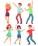 Cartoon dancing people. Happy dance of excited teenager, young women men character at party. Celebrating dances vector