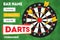 Cartoon Darts Tournament Horizontal Invitation for Bar. Vector