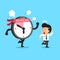 Cartoon deadline clock character and businessman