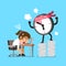 Cartoon deadline clock character and businesswoman