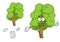 Cartoon deciduous green tree character