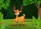 Cartoon deer in the jungle